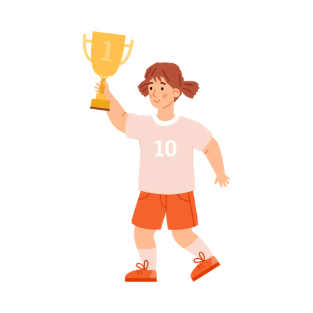 Cute little girl with trophy prize  Illustration