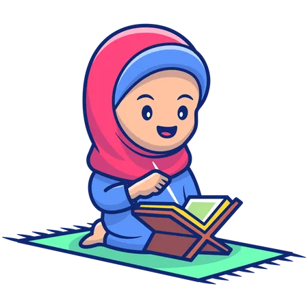 Cute little hijab girl praying namaz Illustration
