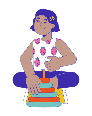 Cute little hispanic girl playing with pyramid  Illustration