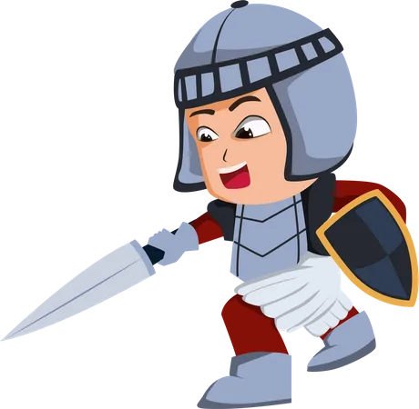 Cute Little Knight Character  Illustration