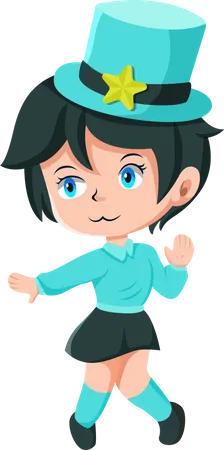 Cute Little Magician Girl Character  Illustration