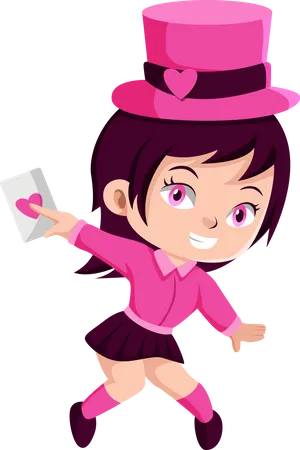 Cute Little Magician Girl Character  Illustration