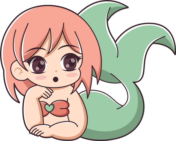 Cute Little Mermaid Character  Illustration