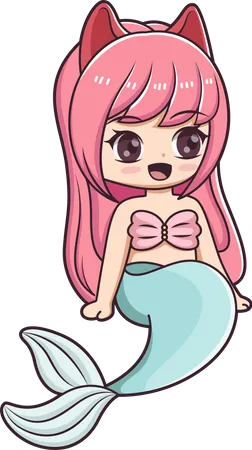 Cute Little Mermaid Character  Illustration