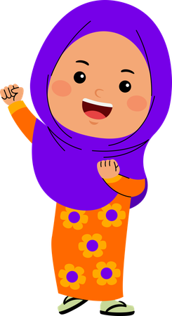 Cute little muslim  girl  Illustration