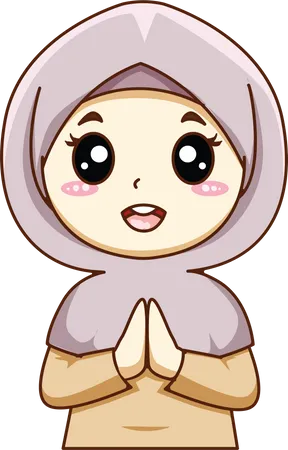 Cute Little Muslim Girl Illustration