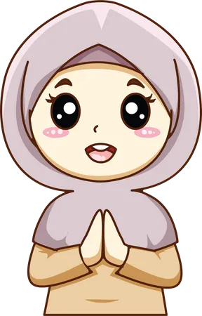 Cute Little Muslim Girl  Illustration