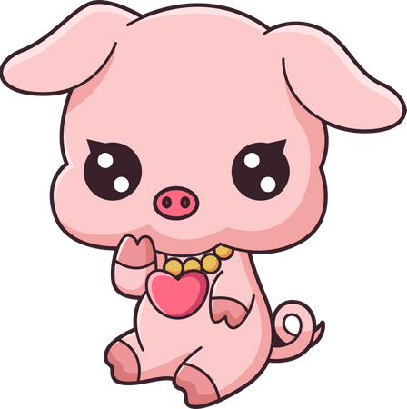 Cute Little Pig Character Illustration  Illustration