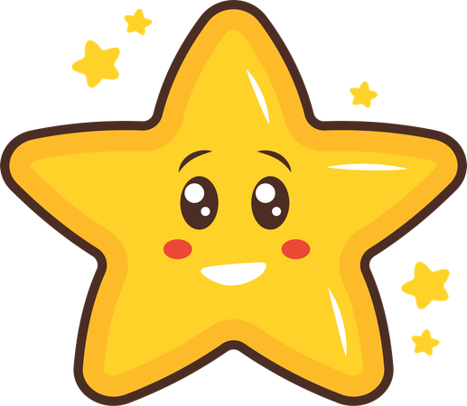 Cute Little Star with Happy Expression  Illustration