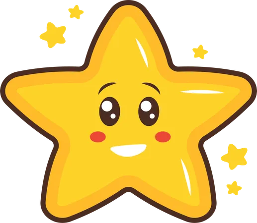 Cute Little Star with Happy Expression  Illustration