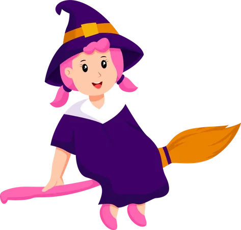 Cute Little Witch  Illustration