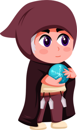 Cute Little Witch with magic ball  일러스트레이션
