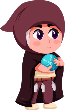 Cute Little Witch with magic ball  Illustration