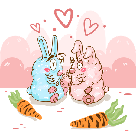 Cute Loving bunnies Illustration