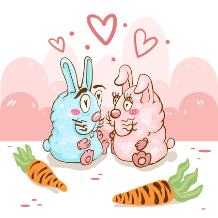 Cute Loving bunnies  일러스트레이션