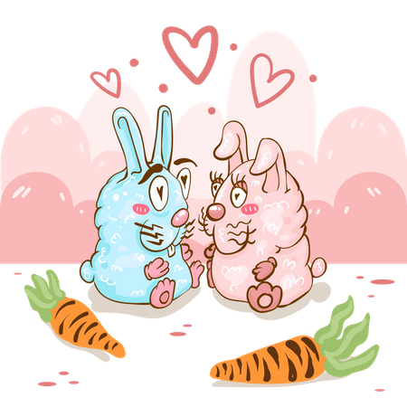 Cute Loving bunnies  Illustration