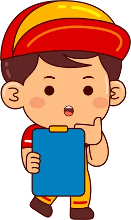 Cute Mechanic Boy Cartoon Character Illustration