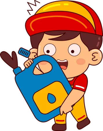 Cute Mechanic Boy Cartoon Character Illustration