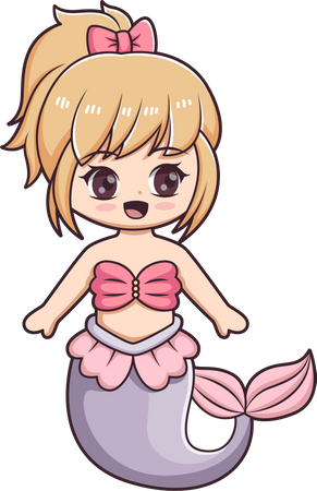 Cute Mermaid Character  Illustration