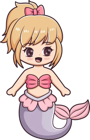 Cute Mermaid Character  Illustration