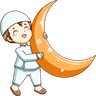illustration for muslim kid with moon
