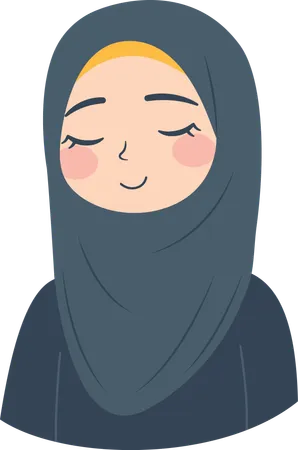 Cute Muslim Girl Smiling Wearing Hijab  Illustration