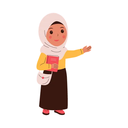 Cute muslim girl student  Illustration