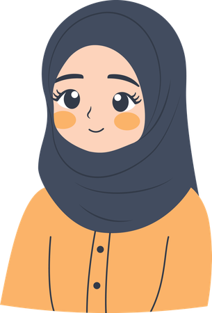 Cute Muslim Girl Wearing Hijab  Illustration