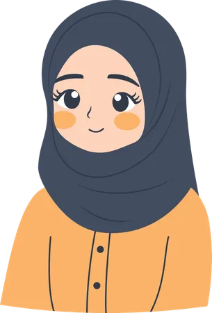 Cute Muslim Girl Wearing Hijab  Illustration