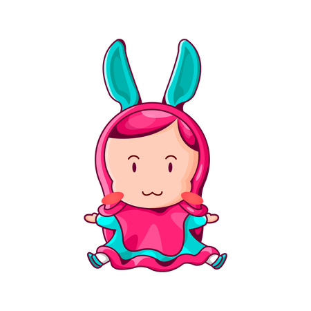 Cute Muslim Girl wearing rabbit ears  Illustration