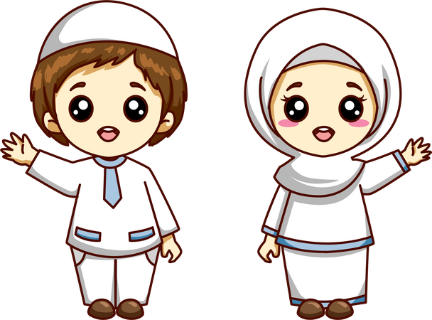 Cute Muslim sibling Illustration