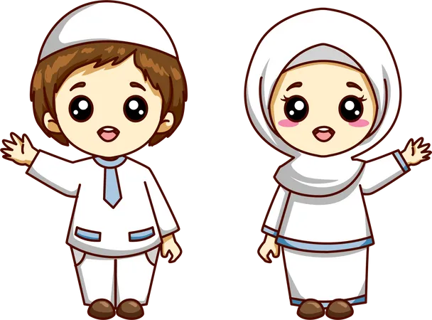Cute Muslim sibling Illustration