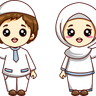 cute muslim sibling illustration