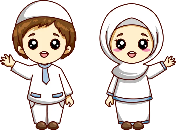 Cute Muslim sibling  Illustration