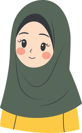 Cute Muslim woman Smiling Wearing Hijab  Illustration