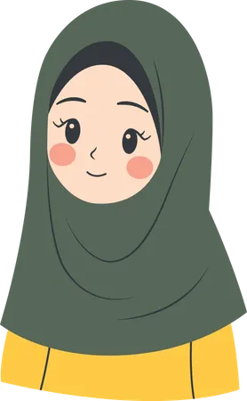 Cute Muslim woman Smiling Wearing Hijab  Illustration