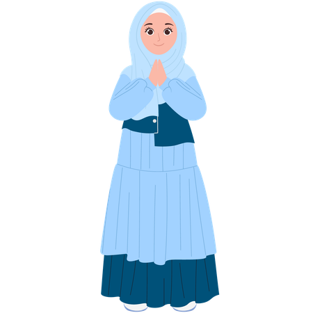 Cute Muslimah Greeting  Illustration