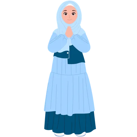 Cute Muslimah Greeting  Illustration