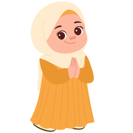 Cute Muslimah Greeting  Illustration