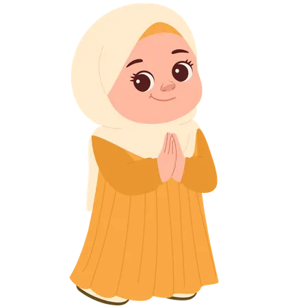 Cute Muslimah Greeting  Illustration