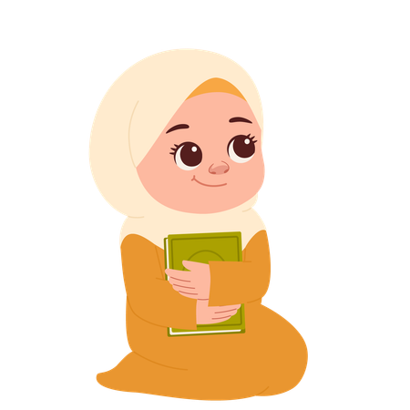 Cute Muslimah With Quran  Illustration