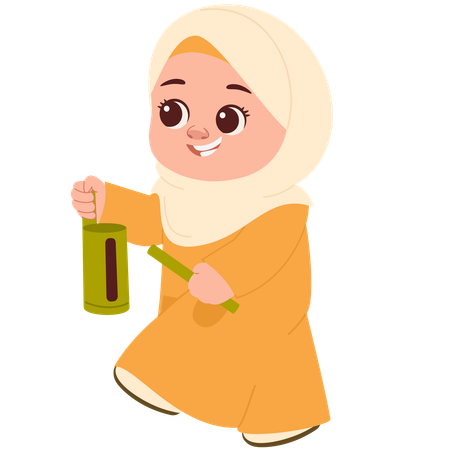 Cute Muslimah With Quran  Illustration