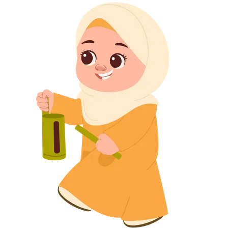 Cute Muslimah With Quran  Illustration