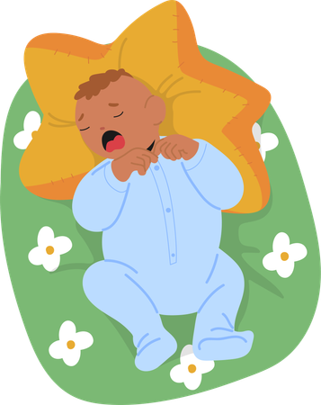 Cute newborn baby boy crying loudly  Illustration