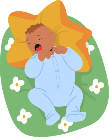 Cute newborn baby boy crying loudly  Illustration