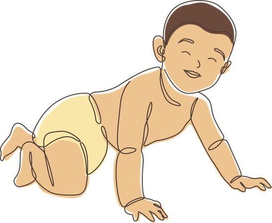 Cute Newborn Baby Character Crawling  Illustration