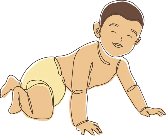 Cute Newborn Baby Character Crawling  Illustration