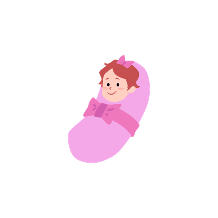 Cute newborn baby girl  Illustration