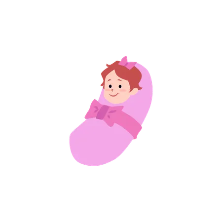 Cute newborn baby girl  Illustration
