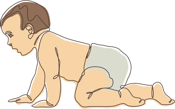 Cute Newborn Kid Crawling  Illustration